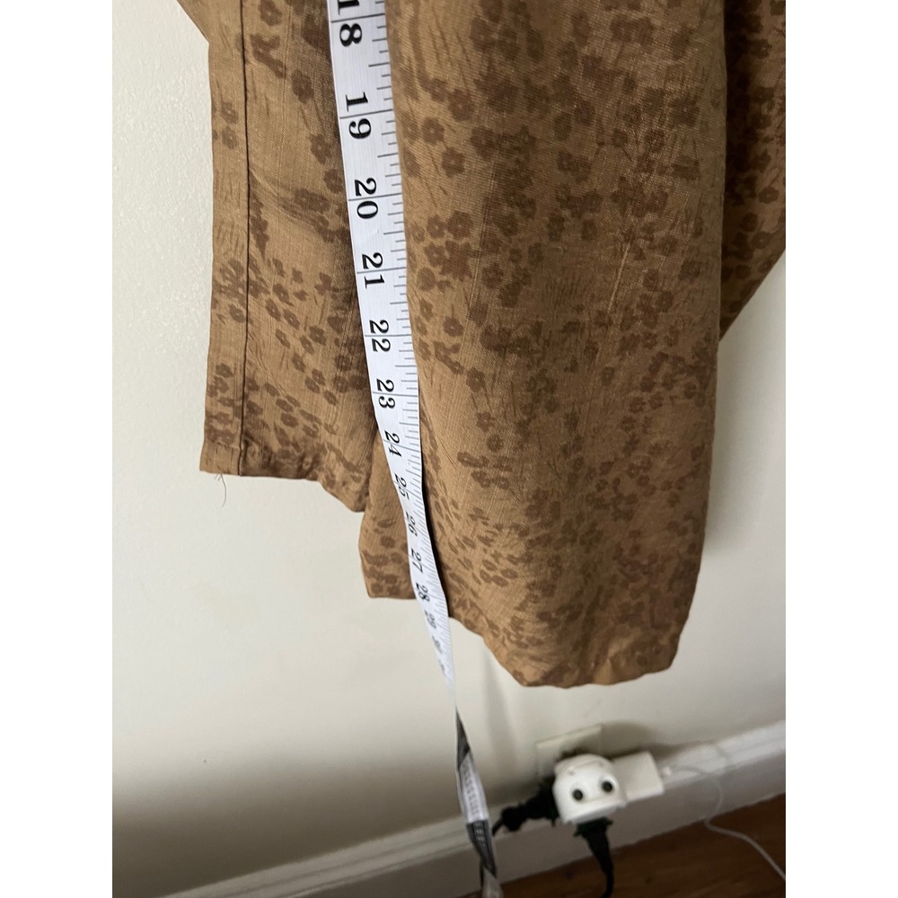 Khazorasp Diamond Brown Floral Jacquard Wide Leg Elastic Waist Pants Size L - Picture 7 of 9